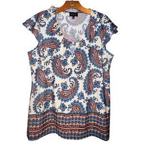 As You Wish L Paisley Cap Sleeve Top